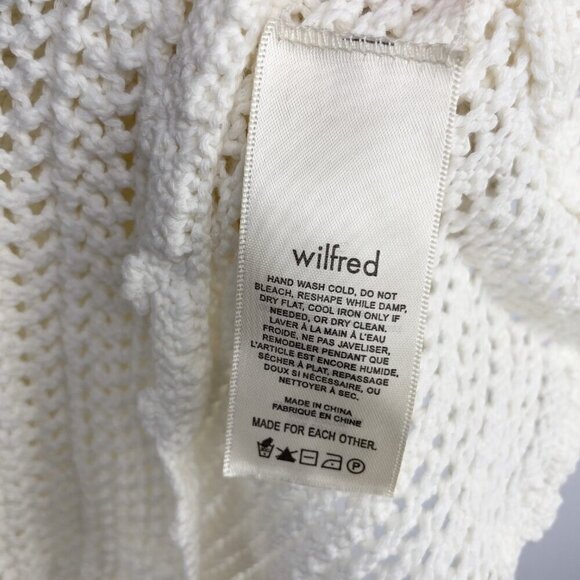 Aritzia WILFRED Peek Crochet Knit Fisherman Crewneck Light Birch Tank Top Size S - Picture 11 of 12